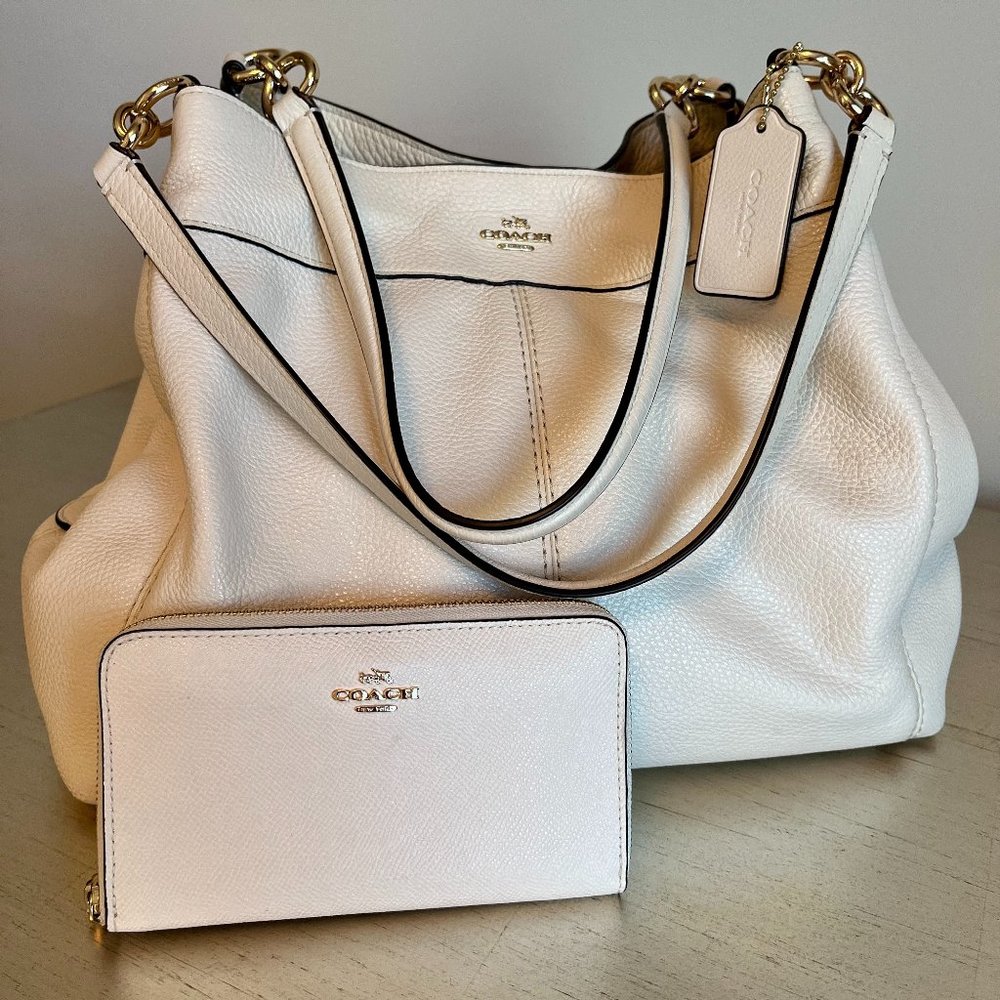 Coach Cream Shoulder Bag and Matching Wallet